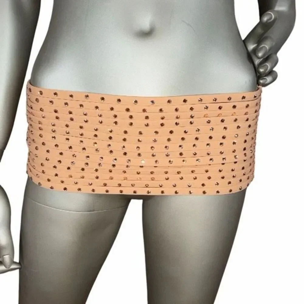 NWT SKIMS Rhinestone Swim Sarong Cover-Up Cocoa Crystal Wrap Skirt Size Small